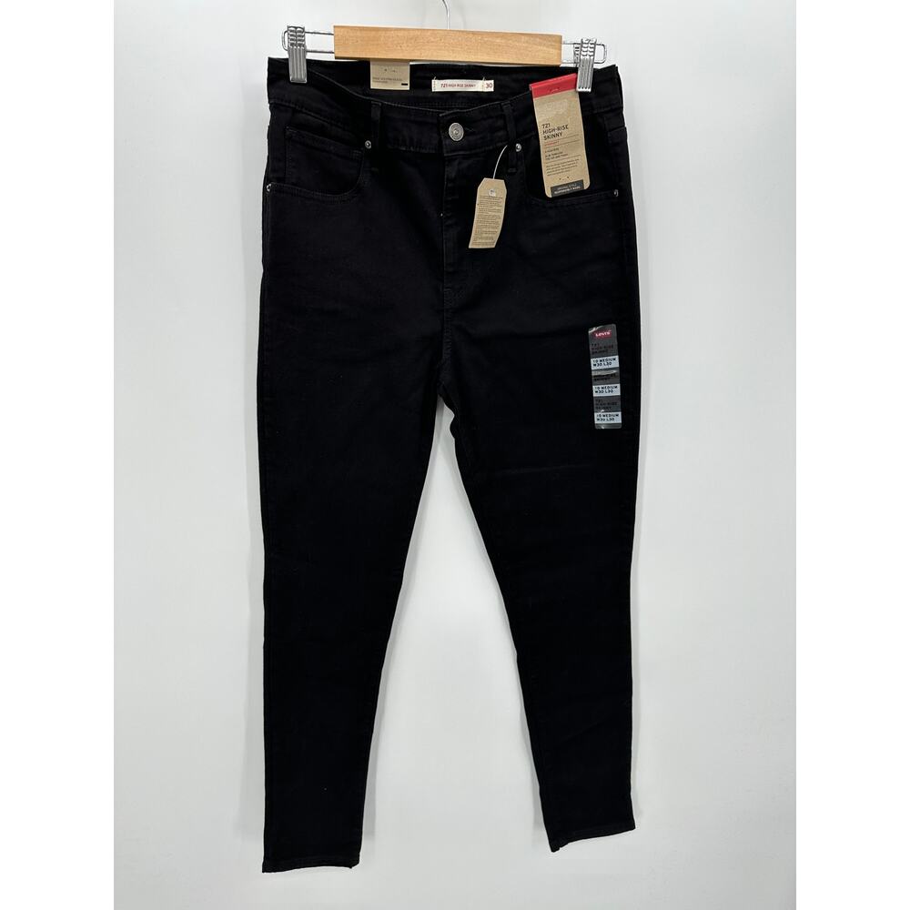 Levi's Womens Jeans 24 NWT 721 Black Wash High Rise‎ Skinny Denim Stretch